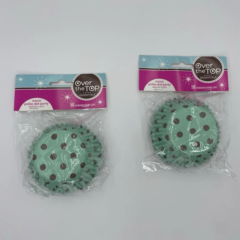 Aqua Polka Dot Classic Cupcake Liners, 100 count Baking Cups (2) X 50 Count